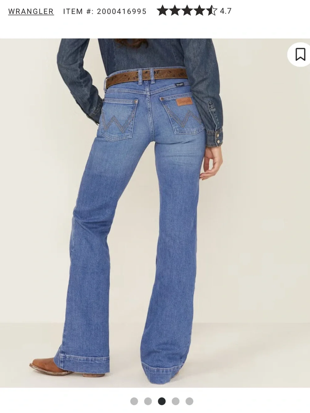 Women’s Wrangler Retro Medium Wash Trousers - Picture 2 of 2
